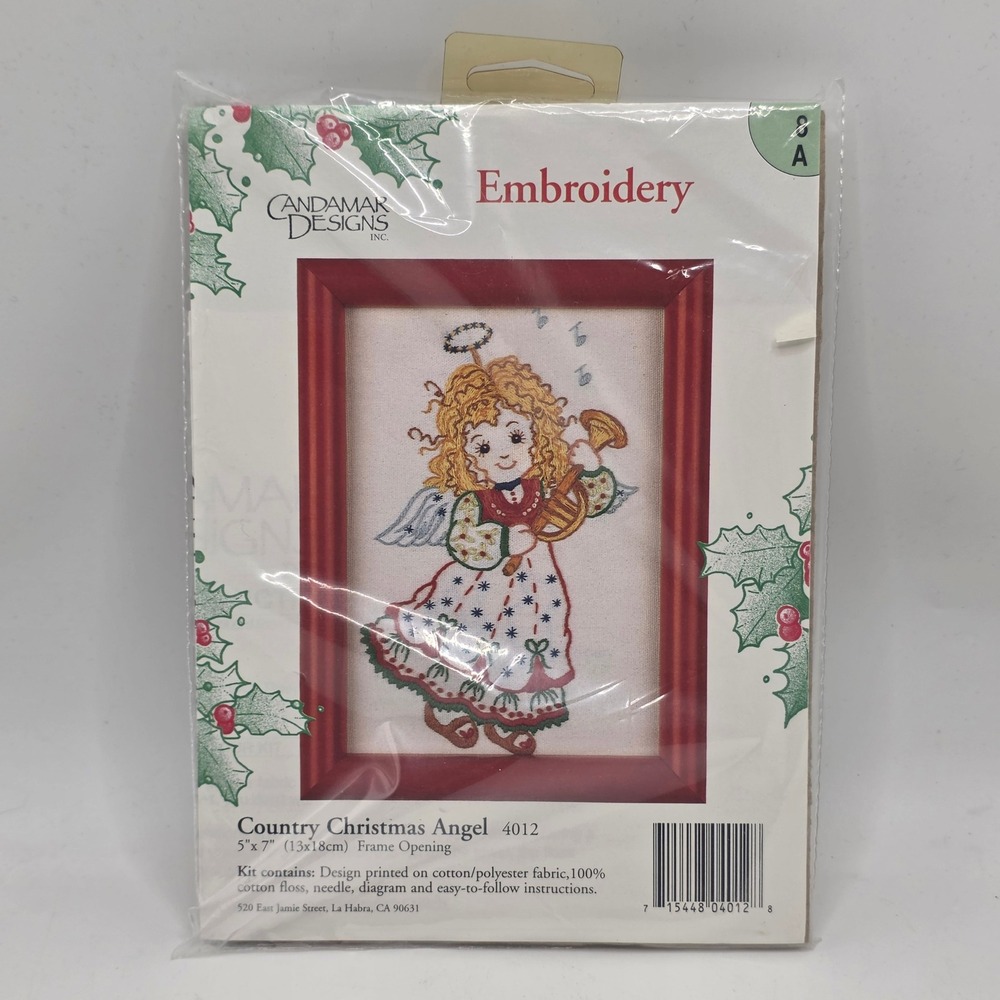 Candamar Designs Embroidery Kit Unisex Multicolor Angel Holiday Vintage 4012 DIY